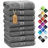 NatureMark 8er Pack Handtücher, 100% Baumwolle, 50 x 100 cm, Handtuch Set Anthrazit grau