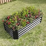 FOUBAM Hochbeet Pflanzkübel Blumenkasten 120x61x30cm Garten Pflanzkasten Terrassen Gemüsebeet Gartenbeet Pflanzbeet verzinktem Metall Wetterfestes Stahlblech Hochbeet für Gemüse Erhöhte