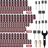 SIQUK 345 Stück Schleifhülsen Set mit 330 Stück Schleifhülsen, 12 Stück Schleifwalze, 2 Stück Bohren Sie Chuck und 1 Schraubenschlüssel für Dremel Elektrowerkzeuge