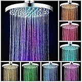 JINYOMFLY Regendusche Duschkopf LED 8 Zoll, LED Duschkopf mit Farbwechsel, LED Regendusche Wassersparend, Duschkopf mit Licht, Hochdruck Kopfbrause Runder 360° Verstellbarer, Universeller G1/2”