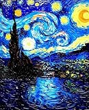 Malen Nach Zahlen Erwachsene Landschaft, Malen Nach Zahlen Sternenhimmel DIY Handgemalt Ölgemälde Kit für Anfänger and Kinder, Mit 3-Pinseln und Acrylfarbe für Home Zimmer Deko Aesthetic 50x65cm z-15