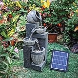 BTGGG Solarbrunnen für Draussen,4-Stufiger Kaskaden Solar...