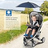 reer ShineSafe Sonnenschirm für Kinderwagen, universal nutzbar, dreh- und neigbar, blau