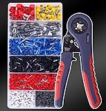 Crimpzange Set mit Aderendhülsen Set Aderendhülsenzange für 0,08-10mm² Zange Sechskant Presszange Aderendhülsen Tool Kit Crimpzangen krimpzange set für Isoliert Unisolierte das oder im Haus 1200Stück