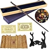 Hojalis Harry Potter Zauberstab, 39CM Harry Potter Stab aus Harz und Stahlkern, Harry Potter Magic Wand Geschenkbox mit Landkarte, Fahrkarte und Zauberstabhalter, Cosplay Prop Zauberstab