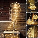 Sporgo Led Lichterbündel, 2M 200 LED Wasserdichte Dekorative Wasserfall-String-Leuchten, 8 Lichtmodi Led Lichterbündel mit Fernbedienung Für Innen und Außen,Party,Hochzeit,Weihnachtsbaum