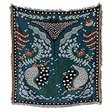 FSZBWL Tribal Decken Indische Draussen Teppiche Camping Picknickdecke Boho Dekoration Bettdecken Karierte Sofamatten Reisedecke Quasten