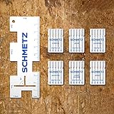 SCHMETZ Maxi Starter-Set mit 30 Nähmaschinennadeln für die gängigsten Materialien | Beliebteste Nadeldicken | Inklusive 1 Saummaß
