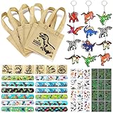 Tacobear Dinosaurier Party Mitgebsel Kindergeburtstag Junge Mädchen Tüten Kindergeburtstag Schnapparmband Kinder Dino Sticker Schlüsselanhänger Aufkleber