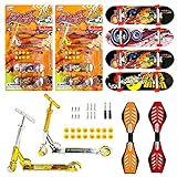 SHOWHEEL Finger Scooter Set,8Stk Mini Skateboard Set mit 30 Skateboard Zubehör,Finger Skateboard Training Requisiten Früherziehungsspielzeug für Kinder geeignet