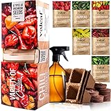 valeaf Chili Starter Kit I 6 Sorten Chilisamen im Chili Anzuchtset I Chili Samen Anzucht Set I Chili Set mit Pflanzen Samen ideal als Pflanzen Set Garten Geschenk für Hochbeet und Garten Gemüse