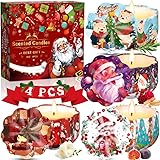 MKAKYES 4 Stück Duftkerze, Duftkerzen Set, Weihnachtskerzen Kerzen Weihnachtsmotive, für Yoga, Aromatherapie