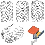 4 STK Dachrinnenschutz Alu Anti-Rost Rinnensieb Fallrohrschutz Löcher von 2-4 Zoll(50~100mm) Einstellbar Blättersieb für Runde und Rechteckige Regenrohrschutz für Laub Verschmutzung Moos 15×8×8cm