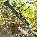 Viking Beard Axe with Handmade ash Wood Handle and Tomahawk Axe with Runes Engraved