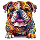 Tulolvae Holzpuzzle Erwachsene Bulldogge 170 Teile Tiere Holz Puzzle, Unregelmäßige Einzigartige Form Puzzleteile, Holzpuzzle Tierform, Wooden Puzzle Mit Geschenkbox Aus Holz 10.2 * 9.4in