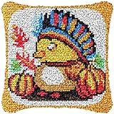 Cartoon Truthahn Knüpfhaken Kits Kissen DIY Teppich Häkelnadel Handarbeit Acryl Garn Crohet Riegel Haken Kissenbezug DIY Kits von Weihnachten Sofa Dekoration 43x43cm