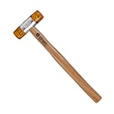 Dönges Rückschlagfreier Schonhammer mit lackiertem Eschenstiel | Ø 27 mm | 220 g leicht | Austauschbare Köpfe in Gelb | Made in Germany | Kunststoffhammer, Gummihammer, Multifunktionshammer