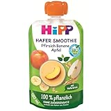HiPP Bio Quetschie Hafer Smoothie Pfirsich Banane Apfel mit Haferdrink (6 x 120ml), ab 1 Jahr, 100% pflanzlich, ohne Zuckerzusatz, vegan, in bester Bio-Qualität